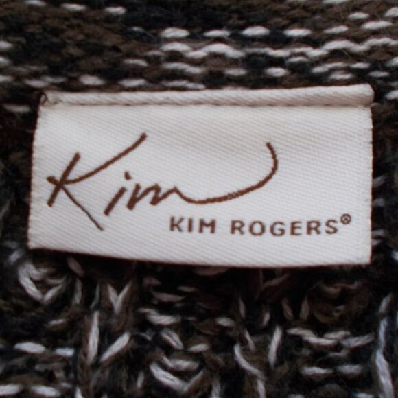 Kim Rogers Brown & White Knit Sleeveless Sweater Cardigan Sz XL - Picture 4 of 6